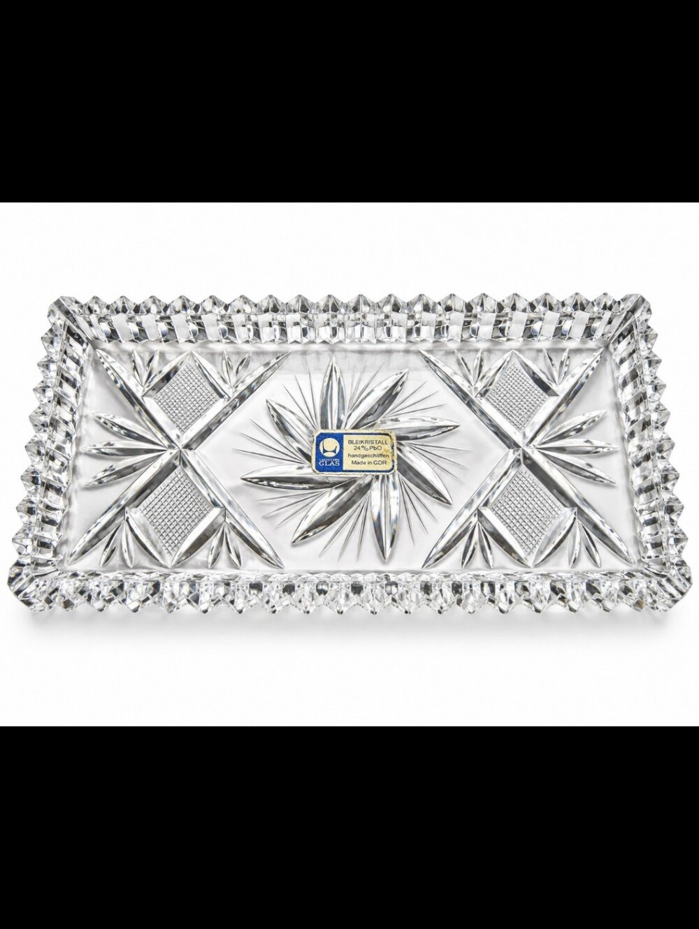 Vintage GDR 24% Lead Crystal Hand Cut Relish Olive Serving Dish